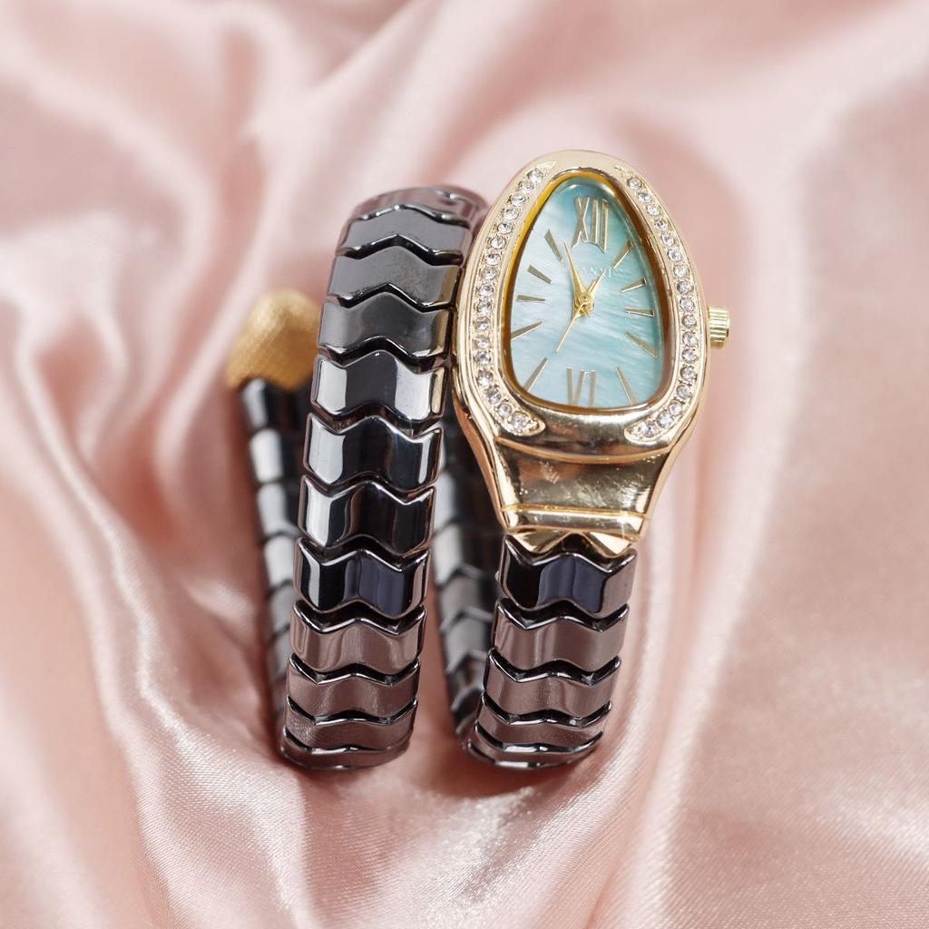 Fashion Black Snake Hot Sell Quartz Watches Women's Full Diamond Steel Strap Watch For Women Bling Unique Luxury Clock Relogio