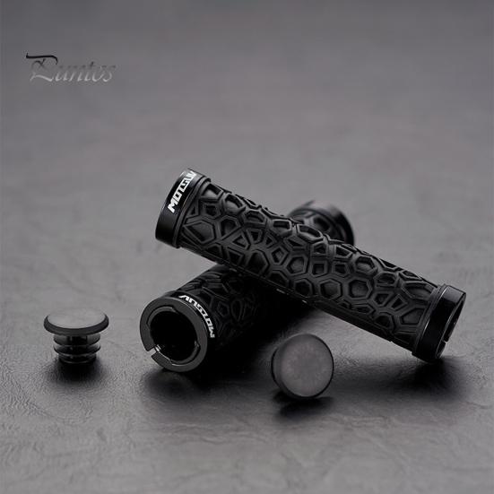 Mountainbike Handlebar Grips 1 Pair Bicycle Handle Bar with Plugs Ergonomic Impact Protection Design Non-Slip Shock-absorbing Single-sided Locking