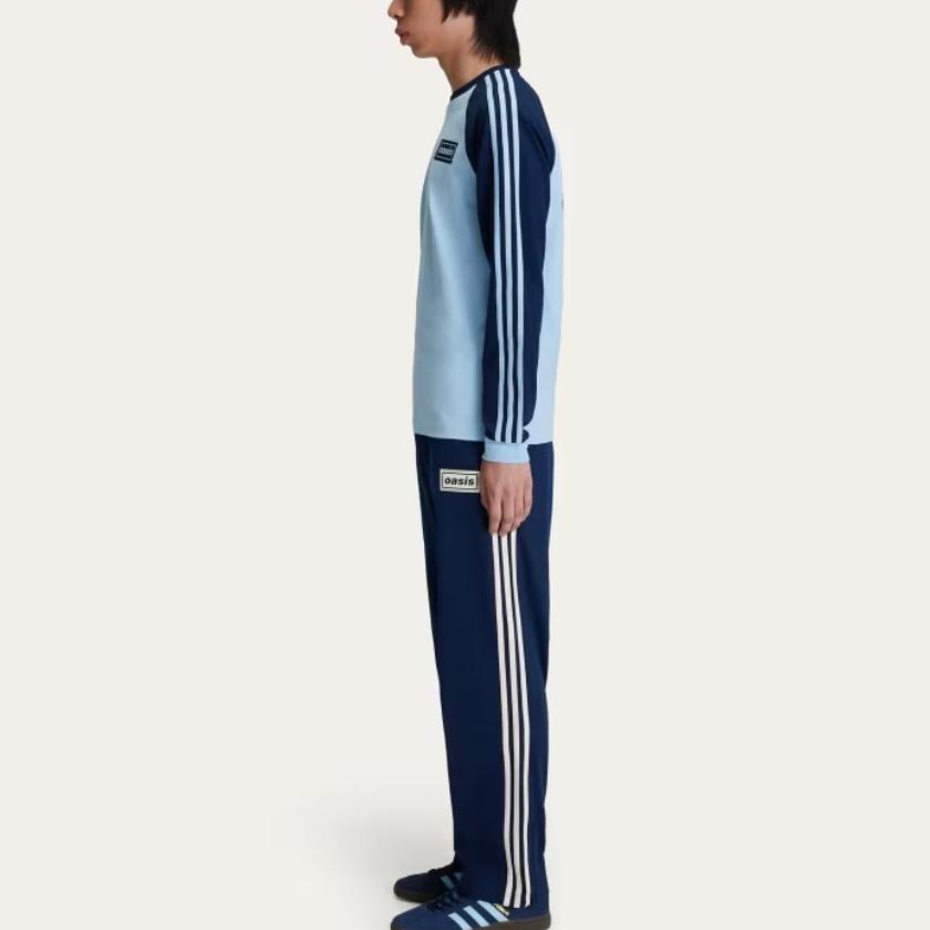 adidas Originals X Oasis Collaboration 3-Stripes Tour Comfortable Slim Fit Long Sleeve T-Shirt Unisex Tops KT-3427