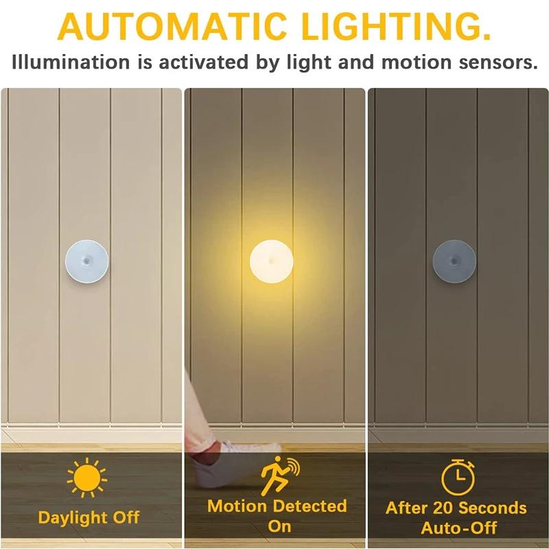 Wireless Night Light PIR Motion Sensor LED Night Light USB Rechargeable Night Lamp For Dormitory Bedroom Wardrobe Staircase