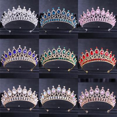 Barokowe Vintage kryształowe tiary i korony Rhinestone Queen Pageant Prom Diadem korona ślubne akcesoria do włosów dla nowożeńców biżuteria