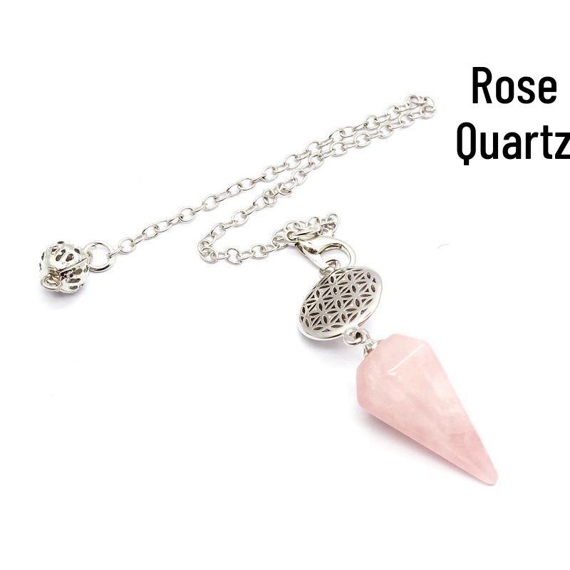 European and American Hot-Selling Natural Stone Hexagonal Column Crystal Pendant Necklace