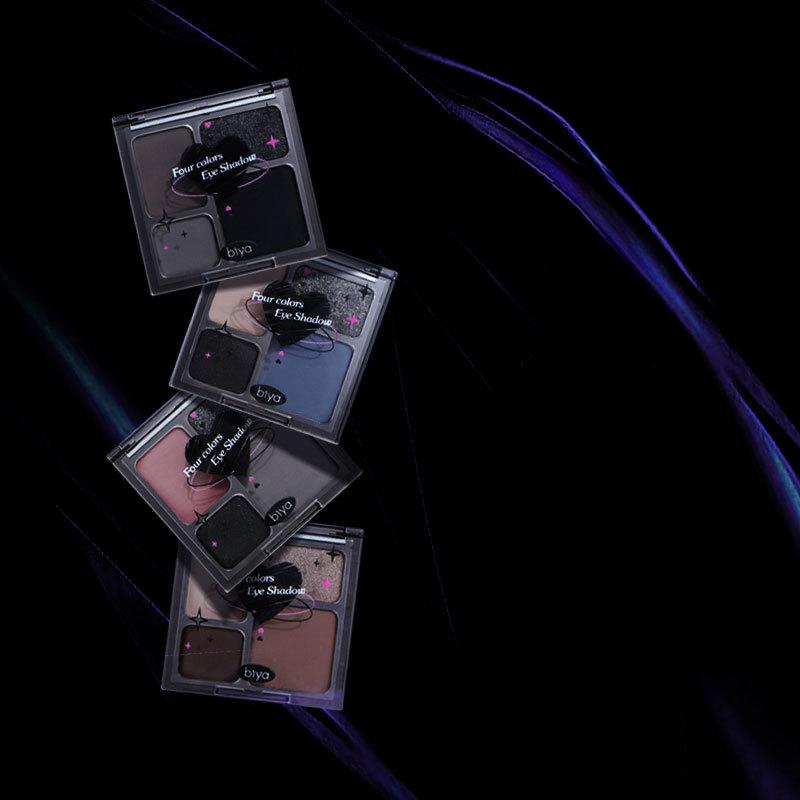 Cool Four-color Eyeshadow, Matte Pearly Shimmer, Dark Goddess Eyeshadow