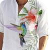 Summer Shirt Half Sleeve Single-breasted Chinese Style Stand Collar Men Top Daily Garment