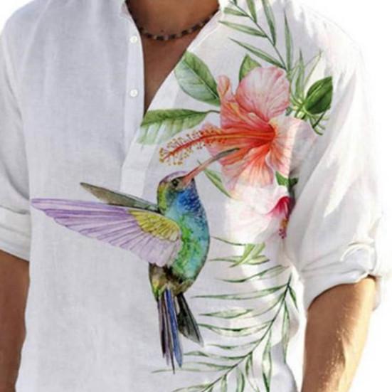 Summer Shirt Half Sleeve Single-breasted Chinese Style Stand Collar Men Top Daily Garment