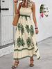 Womens Floral Print Cotton Polyester Sleeveless Maxi Dress For Beach Vacation Wear