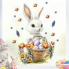 Cute Cartoon Easter Bunny Eggs Butterflies Static Cling Window Stickers No Glue Removable for Bedroom Living Room Study Holiday Decor