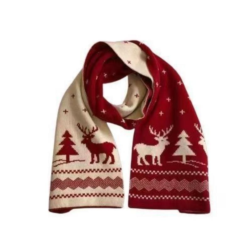 Trendy new Christmas elk scarf female versatile autumn and winter medium and long warm student cute gift
