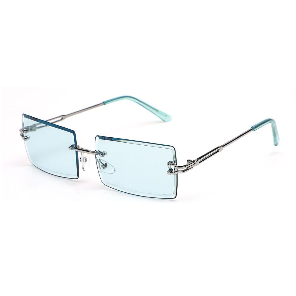 Retro Fashion Sunglasses Frameless Rectangle Gradient UV400 Women Summer Travel Metal Rimless