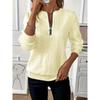 Quarter Zip Pullover Sweatshirt, Casual Long Sleeve Textured Sweatshirt For Fall & Winter, Women's Clothing
