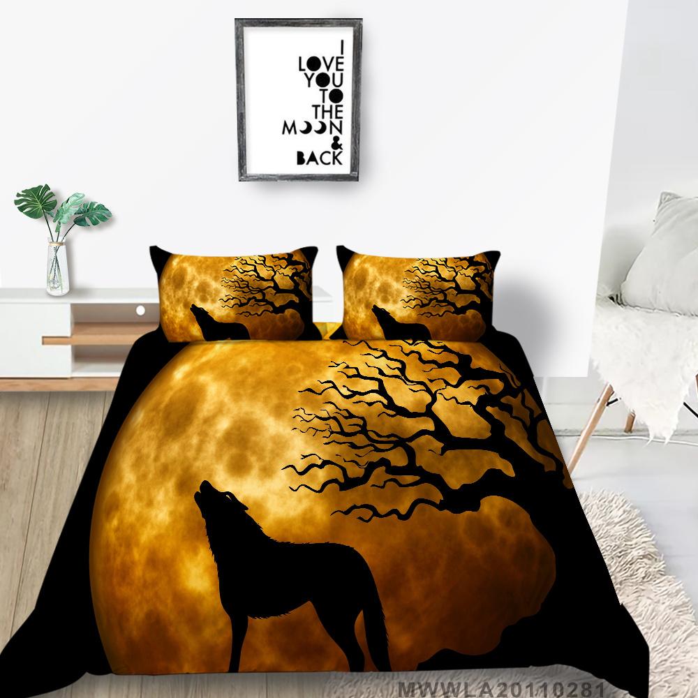 Home Textiles Bedding Suit with Pillowcase 3D Wolf Printed King Double Size Comforter Duvet Cover Bed Sets