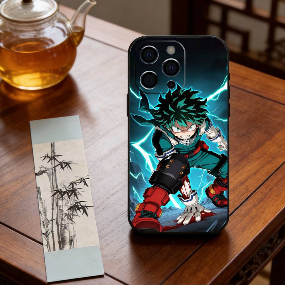 Anime M-My Hero Academia D-Deku Phone Case For iPhone 17,16,15,14,13,12,11 Plus,Pro Max,XS,Soft Silicone Black Cover