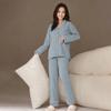 Conjunto de pijama feminino com botões, camisa de manga comprida e calças de pijama, conjunto de pijama macio, pijama casual