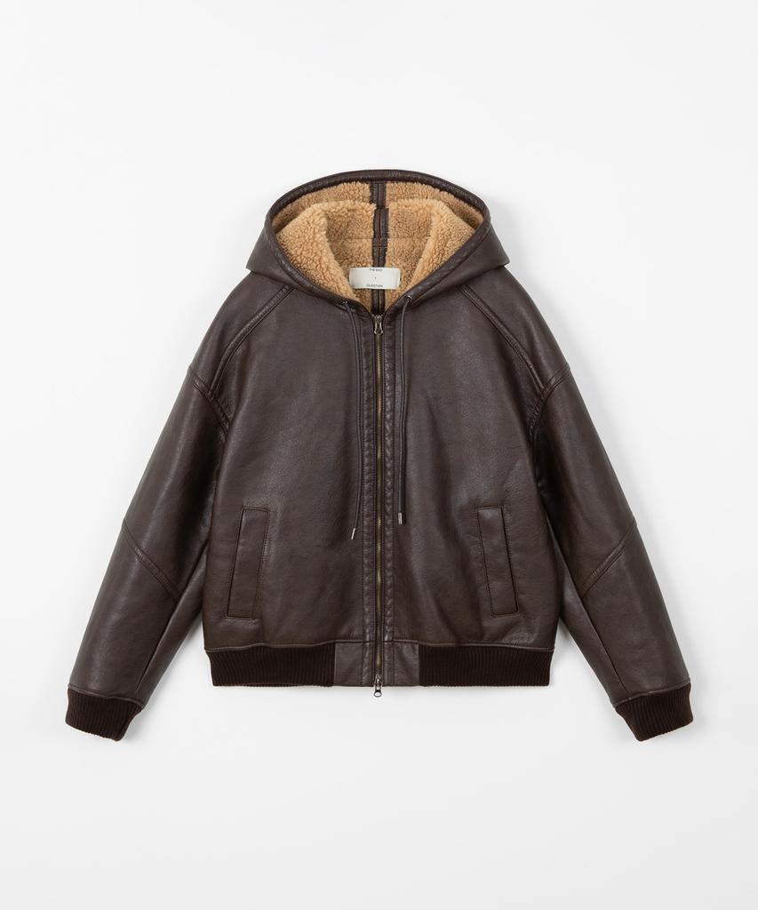 THEENDQUESTION Hooded Shearling Jumper / Brown