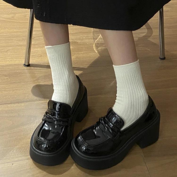 French British Style Shallow Mouth Mary Jane Single Shoes Women's 2025 Spring New Models with Skirts Jk Small Leather Shoes Platform Versatile