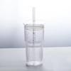 600Ml Large Capacity Stripe Glass Cup With Lid And Straw Transparent Drinking Glasses Water Cup Outdoor Drinkware Mug