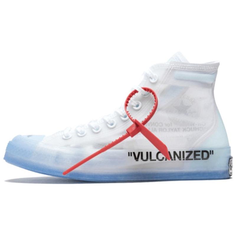 

OFF-WHITE x Converse Chuck Taylor All Star Hi THE TEN Коллаборация Удобные Нескользящие Высокие Кроссовки Унисекс Белые и Синие 39