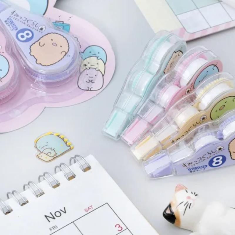 4 Peças Kawaii Sumikko Gurashi Corretivo White Out Fita Corretiva Brinde Promocional Papelaria Material Escolar de Escritório