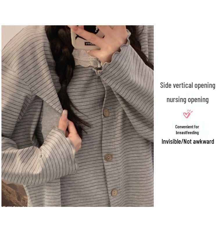 Maternity Cotton Pajamas for Spring/Autumn - Nursing and Postpartum Wear for Pregnant Women