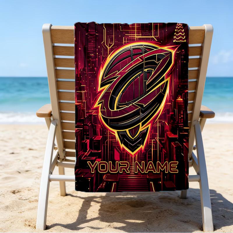 Custom Name Beach Towel Cleveland Cavaliers Logo Beach Towel, Soft Microfiber, Gift for Her/Him, Birthday, for Pool, Beach, Travel, Fan Gifts