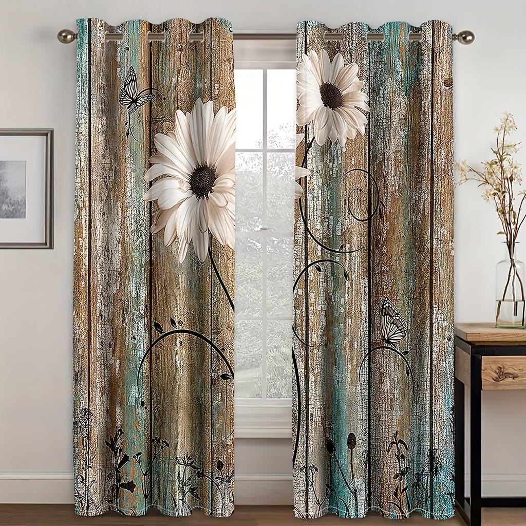 2 stücke Vintage Holzplanken Gedruckt Fenster Vorhang Für Schlafzimmer Wohnzimmer Stange Tasche Fenster Behandlung Wohnkultur