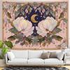 Floral Moon Magnolia Tapestry Vintage Celestial Flower Print Wall Hanging For Bedroom Living Room Boho Aesthetic Decor