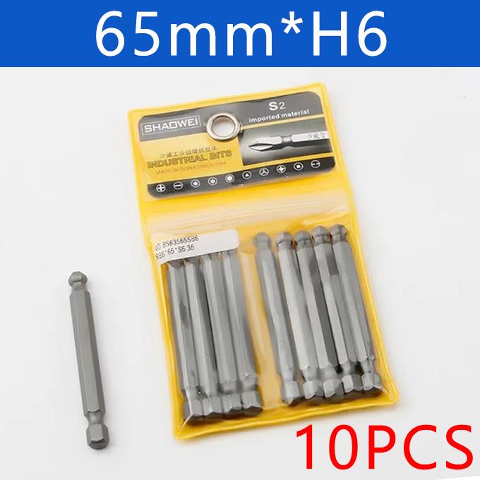 7/10Pcs Ball End Hex Screwdriver Bit 1/4'' Hex Shank 65mm Magnetic Wrench Socket H8/H6/H5/H4/H3/H2.5/H2