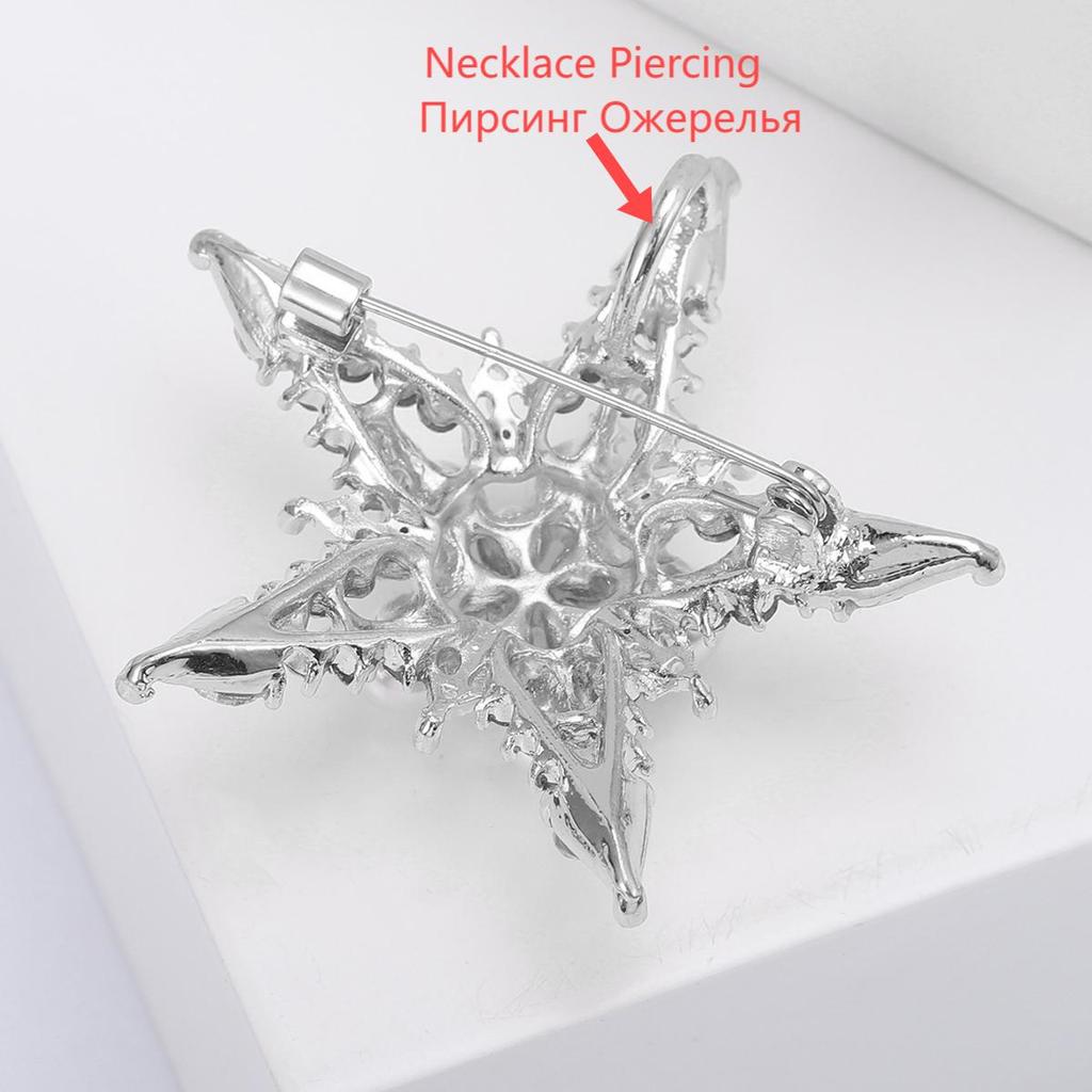 Rhinestone Pentagram Pins for Women Unisex Pearl Star Brooches Event Party Backpack Decoration Clothes Accessories