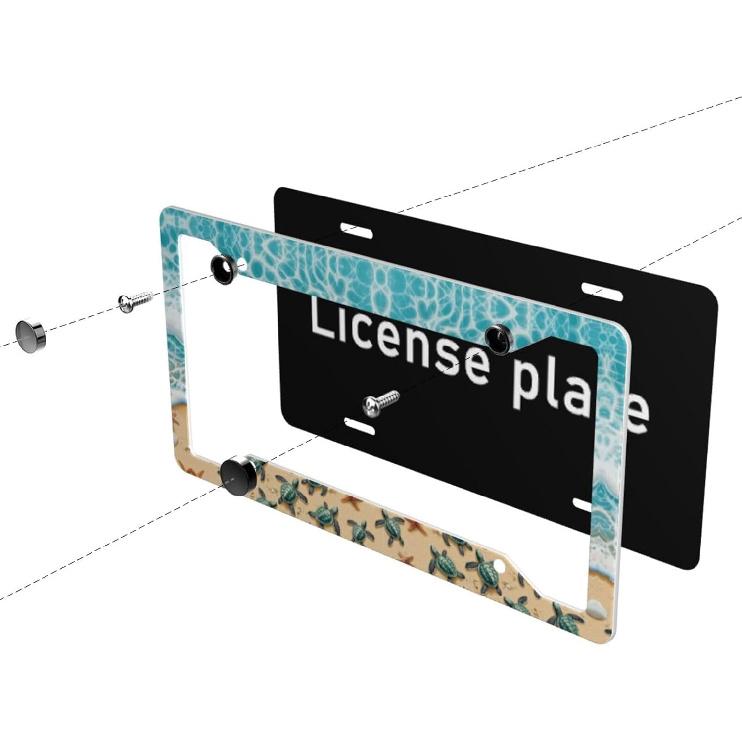 Beach License Plate Frame 2 Pack Accessories Cars Decor 12.3 X 6.3 Inches For Men Women