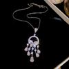 Exquisite French Zircon Flower Jewelry Set: Court-Style Clavicle Necklace & Pendant Earrings