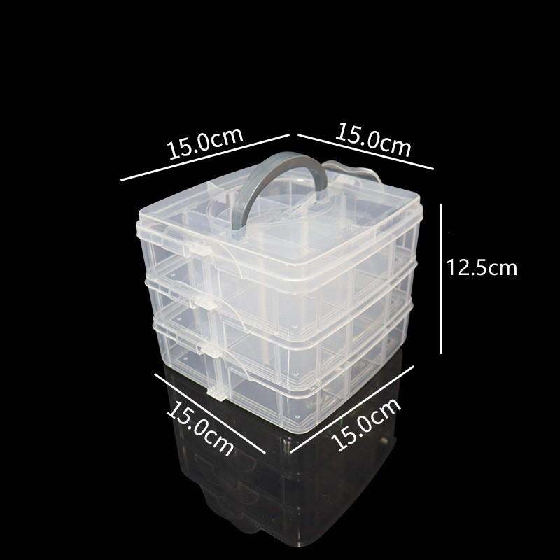 Large Three-Layer Removable 18-Grid 30-Grid Portable Transparent Plastic Jewelry Cosmetic Storage Box Fishing Gear Storage Large Box