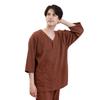 Fuuka Relaxation Wear Waffle Fabric Unisex Indoor Wear for Stone and Spas In-Hotel (Brown) Linen-Compatible Saunas, Hotels, Baths, (Size Small)