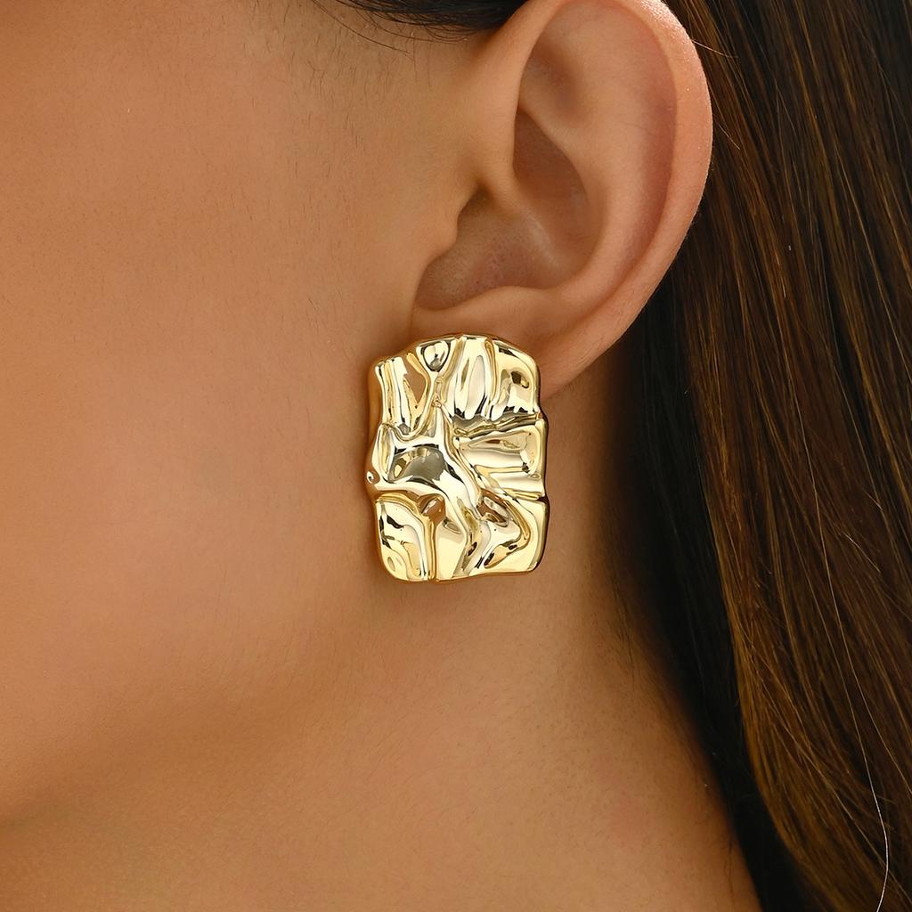 Irregular Pleated Earrings For Women, With A Niche And Cool Design, Fashionable And Versatile Earring Accessories.