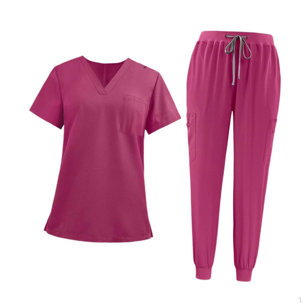 Women Scrub Uniform Set Jogging Cloth Top and Jogger Pants for Yoga Pet Grooming