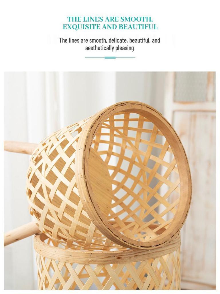 Nordic Style Bamboo Woven Plant Basket - Rattan Balcony Pothos Stand