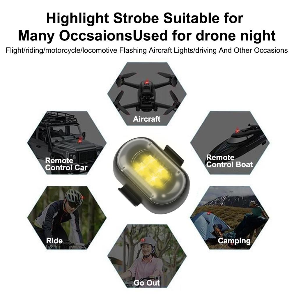 6Pcs RGB Led Car Strobe Lights Motorcycle LED Flash Position Wireless Light 8 Colors Aircraft Airplane Helicopter Warning Lights Accessories