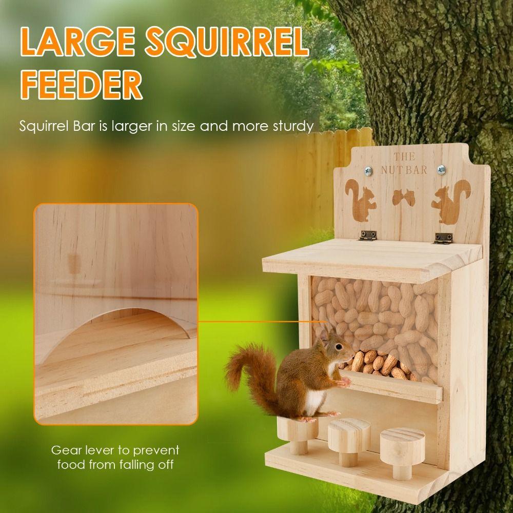 Hanging Squirrel Feeder Wooden Pet Food Dispenser Bird Raising Tool Bird Feeder  Outdoor
