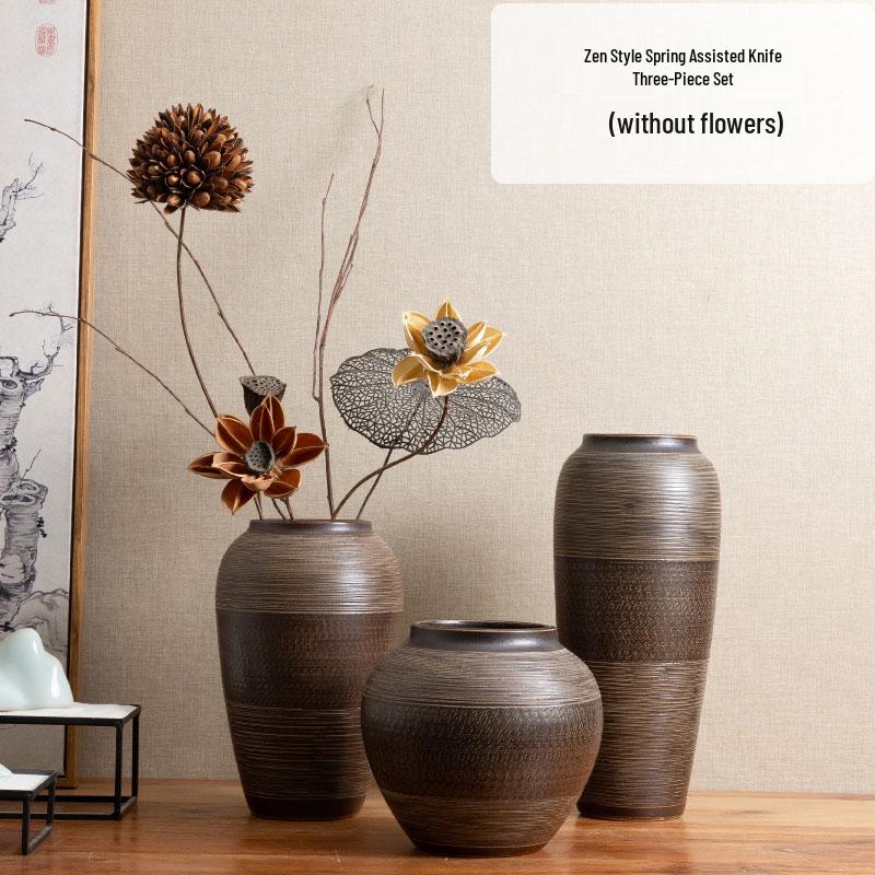 New Chinese Retro Ceramic Vase for Dining Table, Living Room, TV Cabinet Decoration, and Flower Arrangements