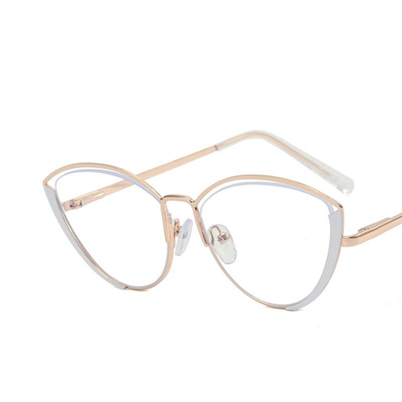 

Triangular Cat Eyes Cutout Frame Clear Lens Glasses Oval Simple Myopia Nerd Spectacles Degree -0.5 -1.0 -2.0 -3.0 -4.0 To -6.0 No degree 0