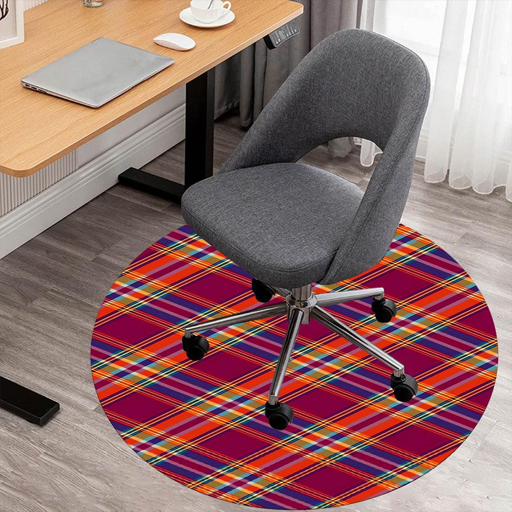 

1pc plaid pattern Round Chair mat Area Rug - Non-Slip, Floor Mat for Office, Bedroom, and Indoor Decor -1002160 80cm by 80cm