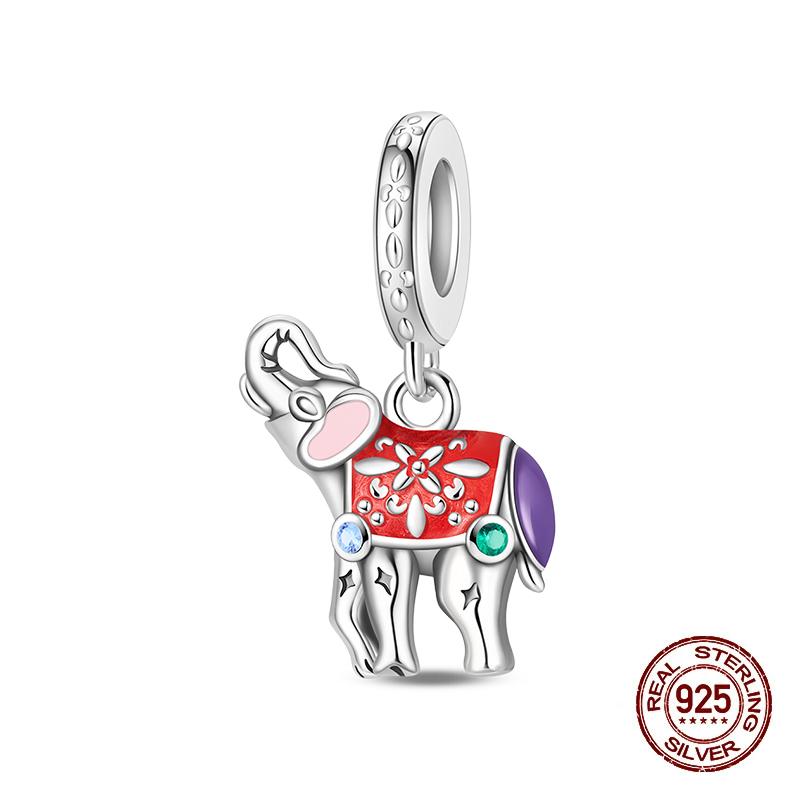 Compatible With Authentic Bracelets Copper Charm Bead Charms Bead Charms Pink Flowers Elephants Charm Bead Charms Ideal For Women Fine Do It Yourself