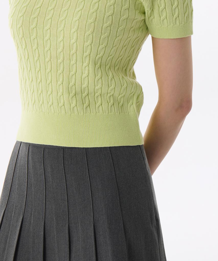 MUSINSA STANDARD WOMAN Women'S Cable Crew Neck Short Sleeve Knit [Melon]