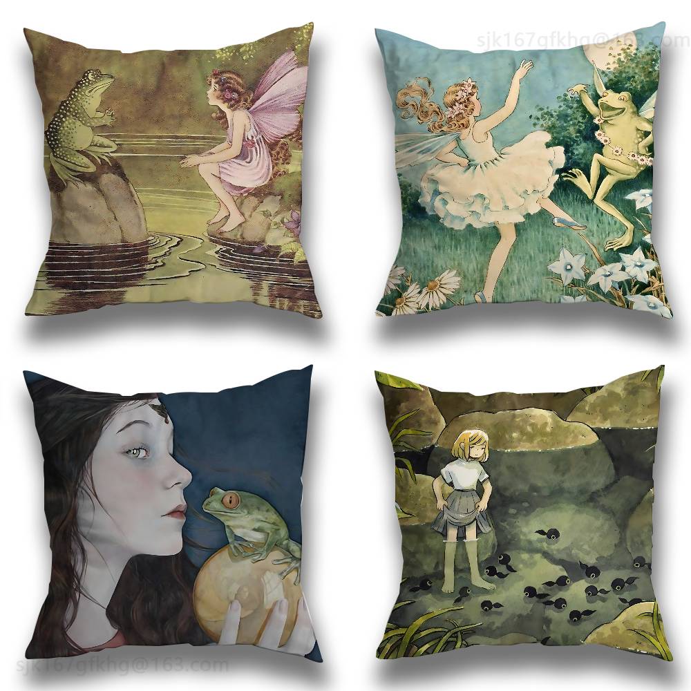Vintage Frog Fairy pillow cover living room sofa cushion cover bedroom room bed pillow cover home decoration