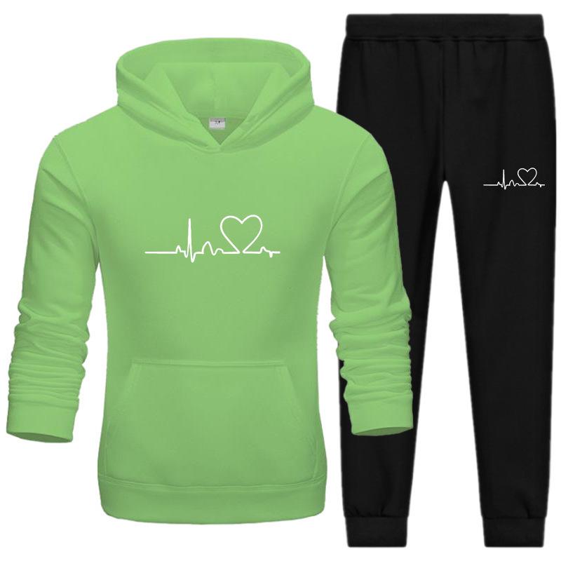 Men's Casual Sports Hoodie Set 2024 with Heart Rate Print