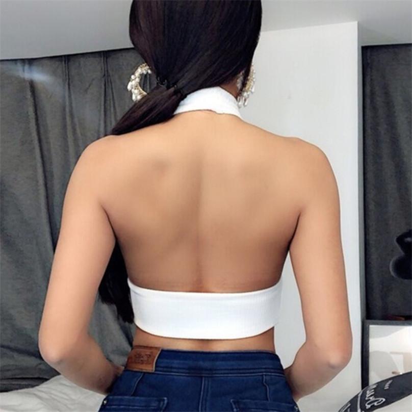 Charming Summer Fashion Women's Hanging Neck Stretch Vest Ladies Slim Solid Color Sexy Halter Wrap Chest Tube Top