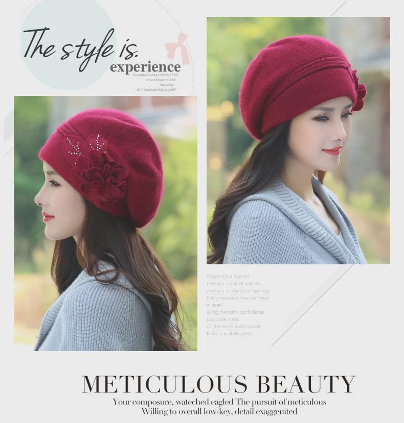 Women's Warm Wool Knitted Hat with Earmuffs - Korean Style Winter Rabbit Fur Hat