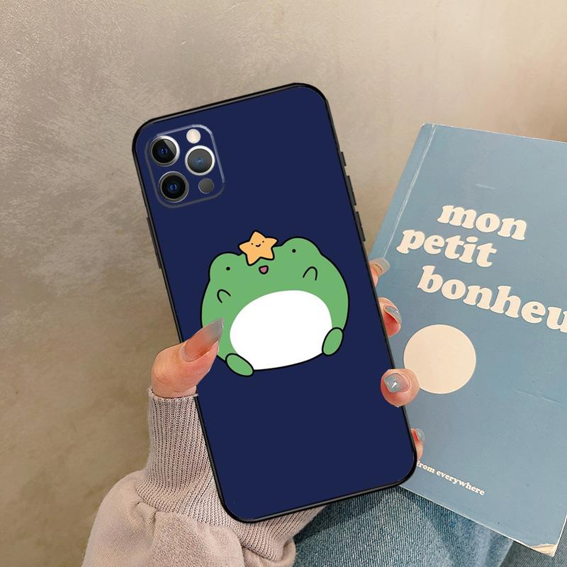 Cute Funny Frog Case For iPhone 17 Air 16 15 14 13 11 12 Pro Max 13 mini XR 15 16 Plus 16e Back Cover Shell