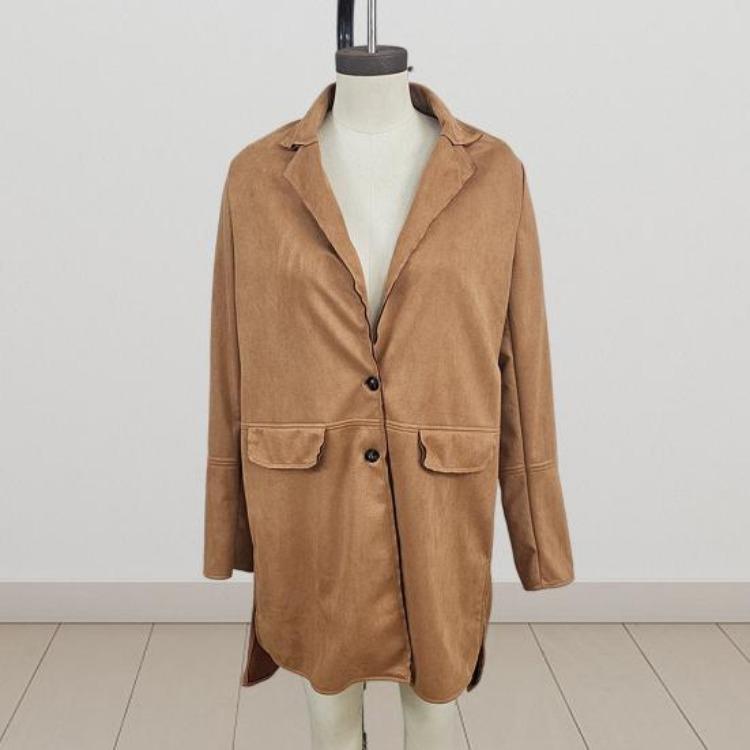 Warm Lady Winter Coat Mid Length Single Breasted Turn Down Collar Long Sleeves Pure Color Fake Pocket Outerwear Jacket Overcoat