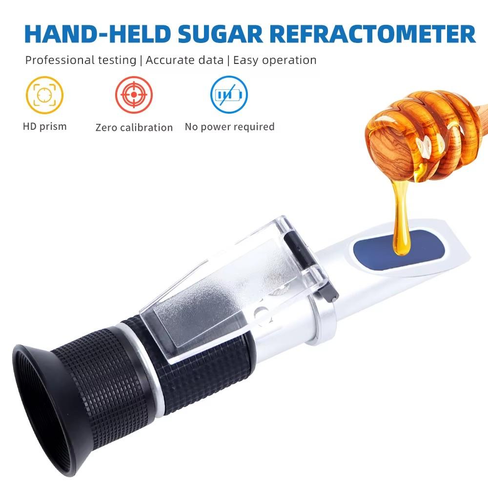 

0-80% Sugar Concentration Meter 0-80% Brix Saccharimeter Tester for Honey Fruits Handheld Honey Refractometer