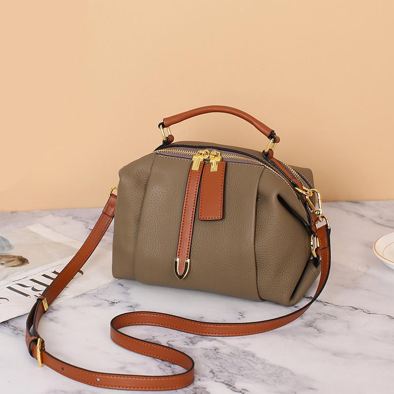 2025 High-End Echtes Leder Vintage Boston Kissen Tasche Luxus Designer Tote Damen Stilvolle Rindsleder Handtasche Schulter Crossbody Tasche